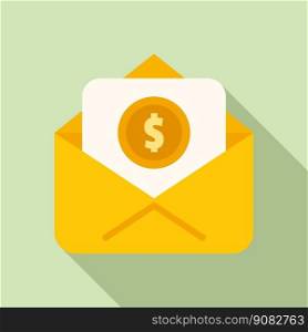 Mail money compensation icon flat vector. Bank benefit. Insurance pay. Mail money compensation icon flat vector. Bank benefit