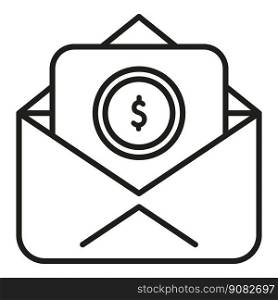 Mail money compensation icon outline vector. Bank benefit. Insurance pay. Mail money compensation icon outline vector. Bank benefit