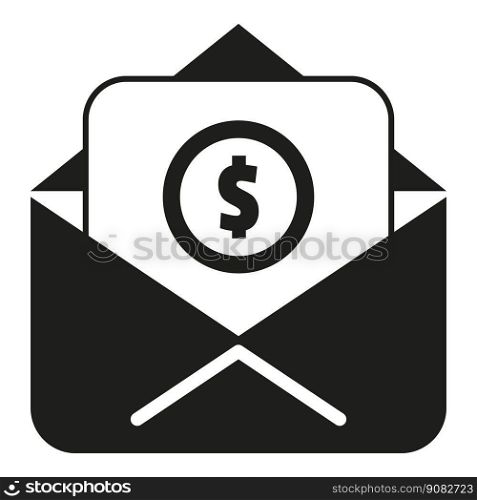 Mail money compensation icon simple vector. Bank benefit. Insurance pay. Mail money compensation icon simple vector. Bank benefit