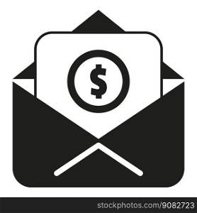 Mail money compensation icon simple vector. Bank benefit. Insurance pay. Mail money compensation icon simple vector. Bank benefit