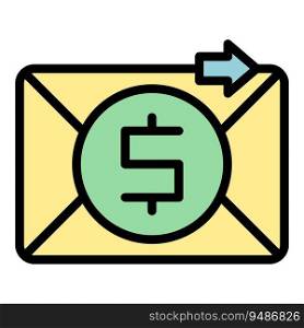 Mail money icon outline vector. Mobile payment. Bank app color flat. Mail money icon vector flat