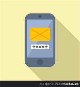 Mail password protection icon flat vector. Personal mobile. Screen reset. Mail password protection icon flat vector. Personal mobile