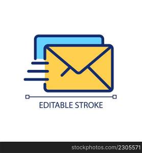 Mail pixel perfect RGB color icon. Electronic mail. Postal service. Letter correspondence. Isolated vector illustration. Simple filled line drawing. Editable stroke. Arial font used. Mail pixel perfect RGB color icon