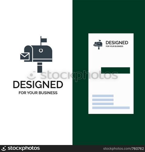 Mail, Post, Mailbox, Post office Grey Logo Design and Business Card Template