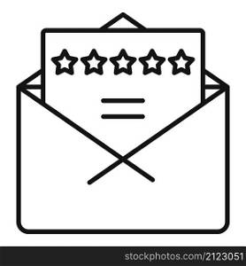 Mail product review icon outline vector. Online evaluation. Customer star. Mail product review icon outline vector. Online evaluation