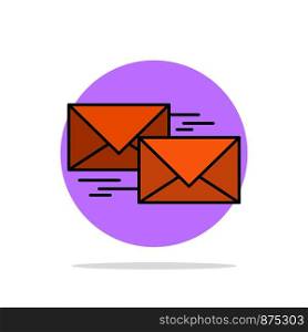 Mail, Reply, Forward, Business, Correspondence, Letter Abstract Circle Background Flat color Icon