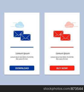 Mail, Reply, Forward, Business, Correspondence, Letter Blue and Red Download and Buy Now web Widget Card Template