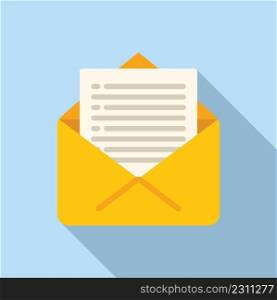 Mail report icon flat vector. Document paper. List task. Mail report icon flat vector. Document paper