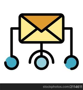 Mail scheme icon. Outline mail scheme vector icon color flat isolated. Mail scheme icon color outline vector