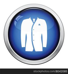 Mail suit icon. Glossy button design. Vector illustration.