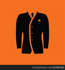 Mail suit icon. Orange background with black. Vector illustration.