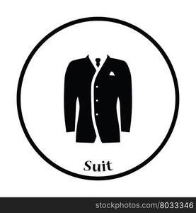 Mail suit icon. Thin circle design. Vector illustration.