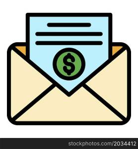 Mail tax letter icon. Outline mail tax letter vector icon color flat isolated. Mail tax letter icon color outline vector