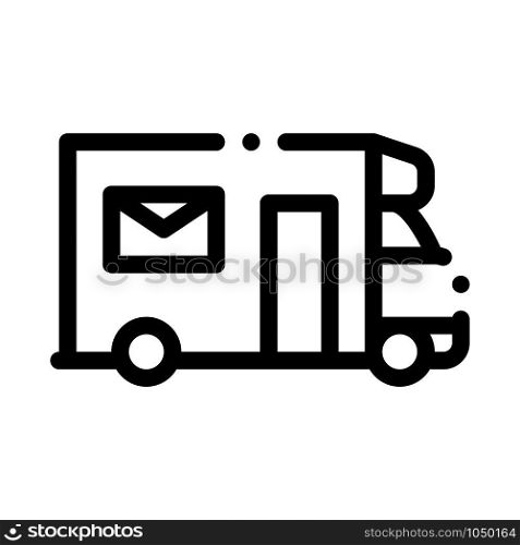 Mail Truck Postal Transportation Company Icon Vector Thin Line. Contour Illustration. Mail Truck Postal Transportation Company Icon Vector Illustration