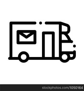 Mail Truck Postal Transportation Company Icon Vector Thin Line. Contour Illustration. Mail Truck Postal Transportation Company Icon Vector Illustration