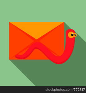 Mail virus worm icon. Flat illustration of mail virus worm vector icon for web design. Mail virus worm icon, flat style