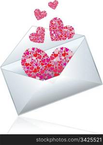 Mail with hearts, vector illustration
