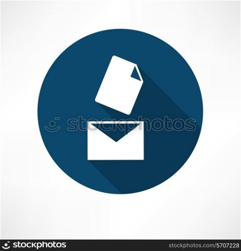 Mail with the document icon Flat modern style vector illustration