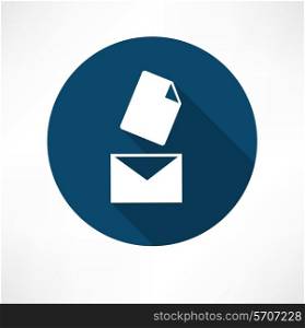 Mail with the document icon Flat modern style vector illustration