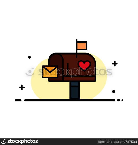 Mailbox, Mail, Love, Letter, Letterbox Business Logo Template. Flat Color
