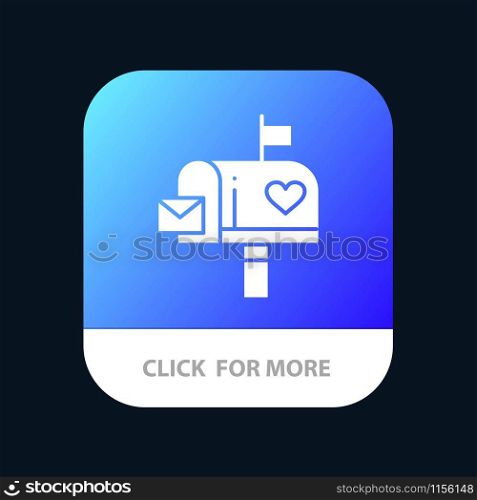 Mailbox, Mail, Love, Letter, Letterbox Mobile App Button. Android and IOS Glyph Version