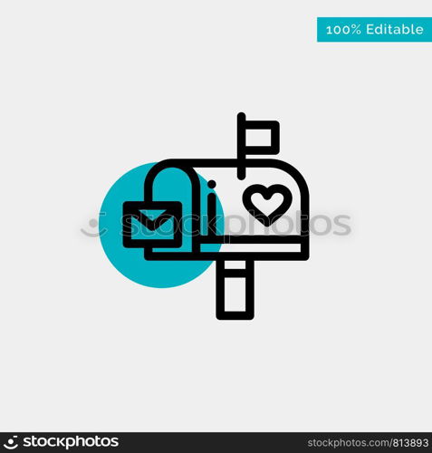 Mailbox, Mail, Love, Letter, Letterbox turquoise highlight circle point Vector icon