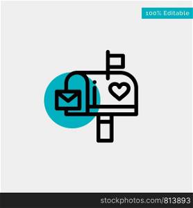 Mailbox, Mail, Love, Letter, Letterbox turquoise highlight circle point Vector icon