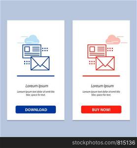 Mailing, Conversation, Emails, List, Mail Blue and Red Download and Buy Now web Widget Card Template
