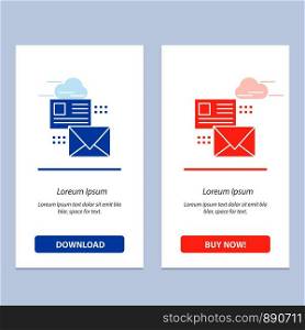 Mailing, Conversation, Emails, List, Mail Blue and Red Download and Buy Now web Widget Card Template