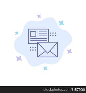 Mailing, Conversation, Emails, List, Mail Blue Icon on Abstract Cloud Background