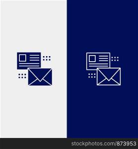 Mailing, Conversation, Emails, List, Mail Line and Glyph Solid icon Blue banner Line and Glyph Solid icon Blue banner