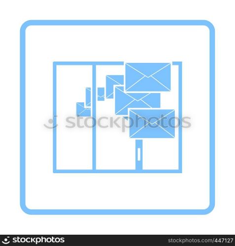 Mailing Icon. Blue Frame Design. Vector Illustration.