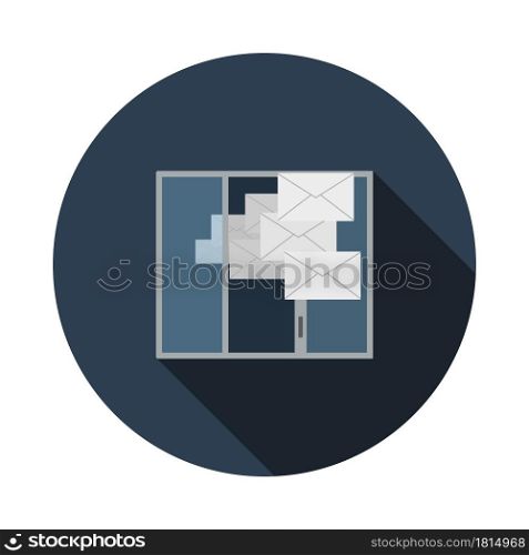 Mailing Icon. Flat Circle Stencil Design With Long Shadow. Vector Illustration.