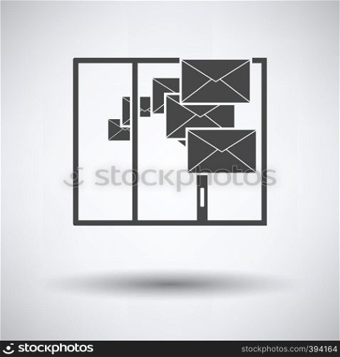 Mailing Icon on gray background, round shadow. Vector illustration.