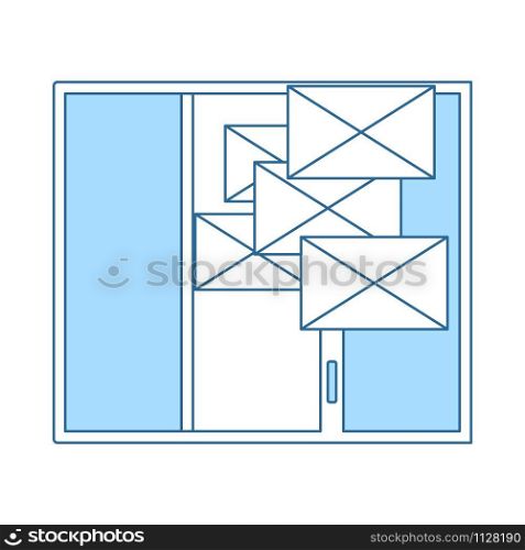 Mailing Icon. Thin Line With Blue Fill Design. Vector Illustration.