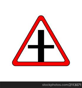 Main road secondary icon. Red triangle symbol. Information road sign. Traffic element. Vector illustration. Stock image. EPS 10.. Main road secondary icon. Red triangle symbol. Information road sign. Traffic element. Vector illustration. Stock image.