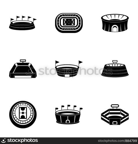 Main stadium icons set. Simple set of 9 main stadium vector icons for web isolated on white background. Main stadium icons set, simple style