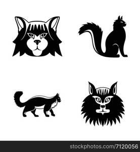 Maine coon cat profile icons set. Simple illustration of 4 maine coon cat profile vector icons for web. Maine coon cat profile icons set, simple style