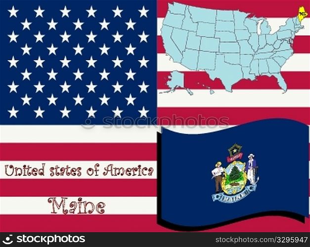 maine state illustration, abstract vector art