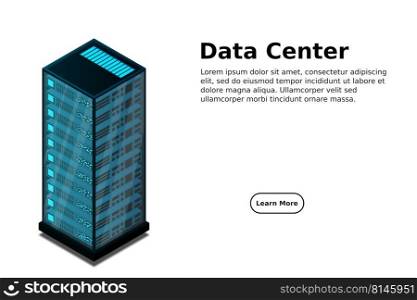 Mainframe, powered server, high technology concept, data center, cloud data storage isometric vector illustration
