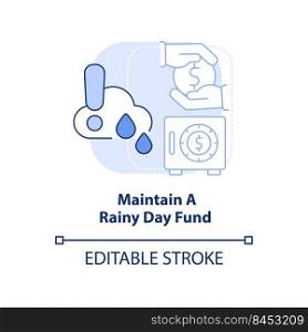 Maintain rainy day fund light blue concept icon. Protecting money during inflation abstract idea thin line illustration. Isolated outline drawing. Editable stroke. Arial, Myriad Pro-Bold fonts used. Maintain rainy day fund light blue concept icon