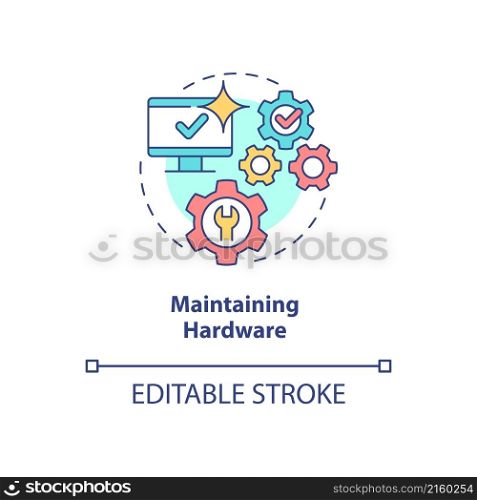 Maintaining hardware concept icon. Availability of sensitive information abstract idea thin line illustration. Isolated outline drawing. Editable stroke. Roboto-Medium, Myriad Pro-Bold fonts used. Maintaining hardware concept icon