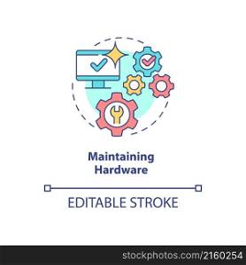 Maintaining hardware concept icon. Availability of sensitive information abstract idea thin line illustration. Isolated outline drawing. Editable stroke. Roboto-Medium, Myriad Pro-Bold fonts used. Maintaining hardware concept icon