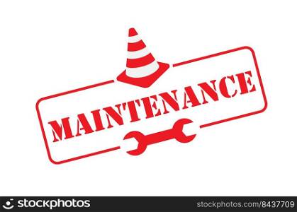 Maintenance. A sign with a key and a cone. warning sign. Flat style