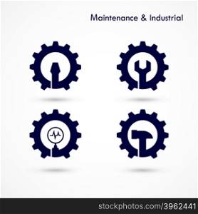 Maintenance and repair logo elements design.Maintenance service and engineering creative symbol.Business and industrial concept.Vector illustration