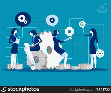 Maintenance. Business people for product development and engineering service, Concept business service vector illustration, Flat business cartoon design, Teamwork character style.
