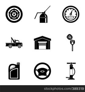 Maintenance car icons set. Simple illustration of 9 maintenance car vector icons for web. Maintenance car icons set, simple style