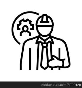 maintenance manager repair worker line icon vector. maintenance manager repair worker sign. isolated contour symbol black illustration. maintenance manager repair worker line icon vector illustration