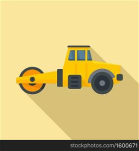 Maintenance road roller icon. Flat illustration of maintenance road roller vector icon for web design. Maintenance road roller icon, flat style