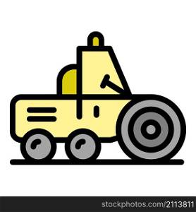 Maintenance road roller icon. Outline maintenance road roller vector icon color flat isolated. Maintenance road roller icon color outline vector